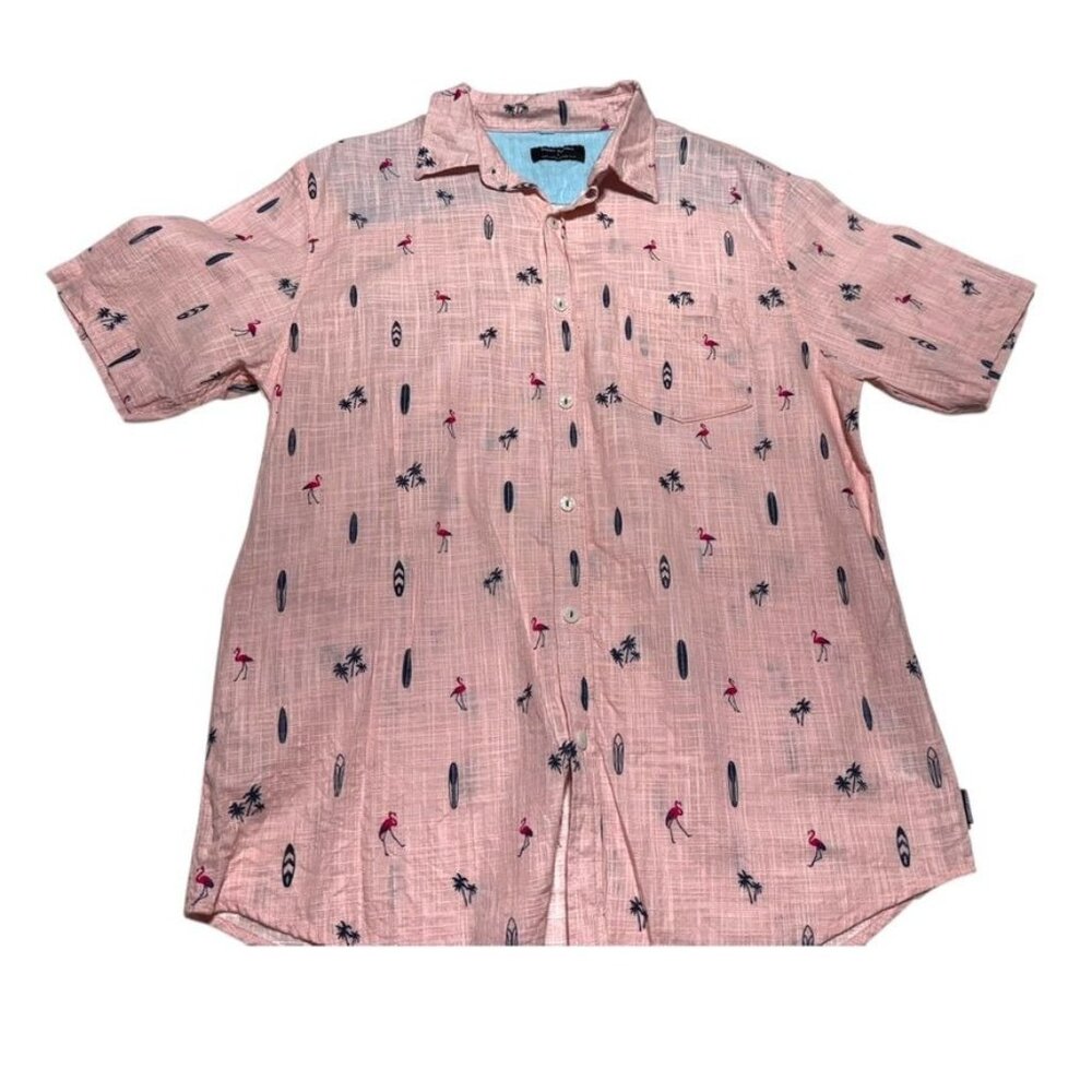 Ocean Current Linen Button Front Shirt Pink Size Large